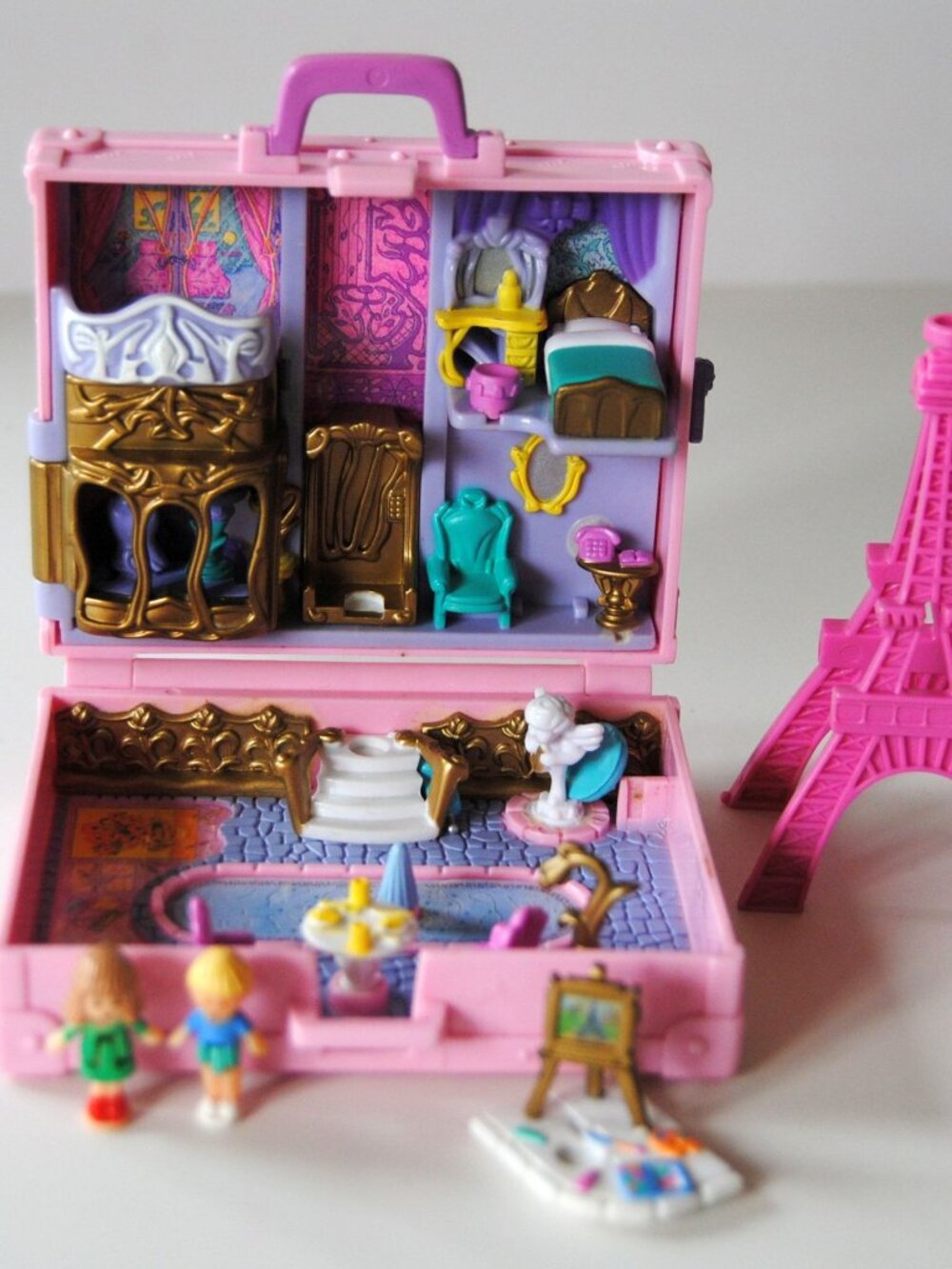 Polly Pocket POLLY IN PARIS Vacation Playset 1996 Vintage Bluebird 2 Figures +